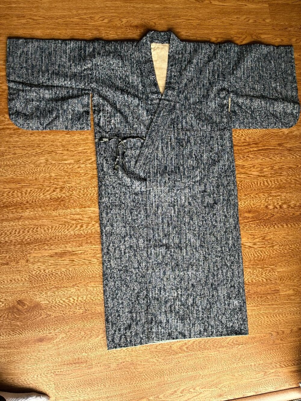 vintage awase kimono floral brocade like fabric S/M Handmade in Japan